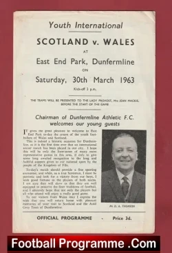 Scotland v Wales 1963 – Youth International Dunfermline Athletic