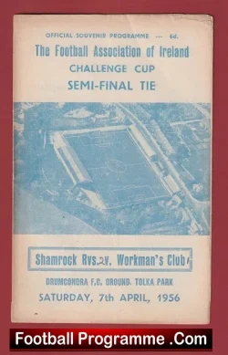 Shamrock Rovers v Workmans Club 1956 - Irish Cup Semi Final - football programme