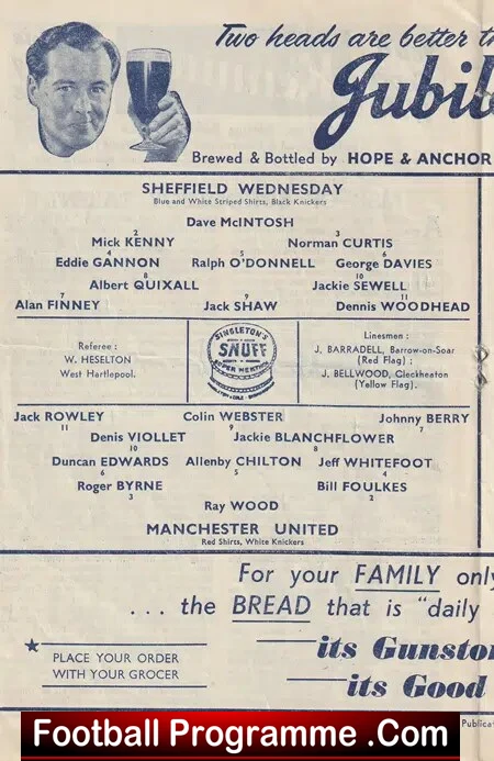 Sheffield Wednesday v Manchester United 1954 - Man Utd