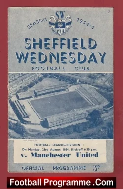 Sheffield Wednesday v Manchester United 1954 - Man Utd - football programme