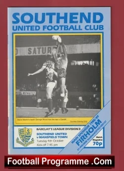 Southend United v Mansfield Town 1988 - Multi Autographed SIGNED - football programme