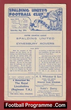Spalding United v Eynesbury Rovers 1947 - football programme