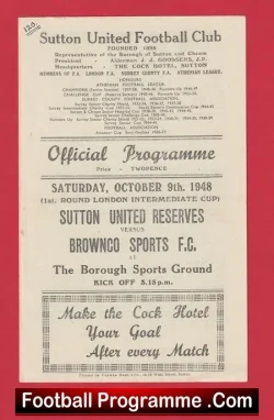 Sutton United v Brownco Sports 1948 – London Intermediate Cup