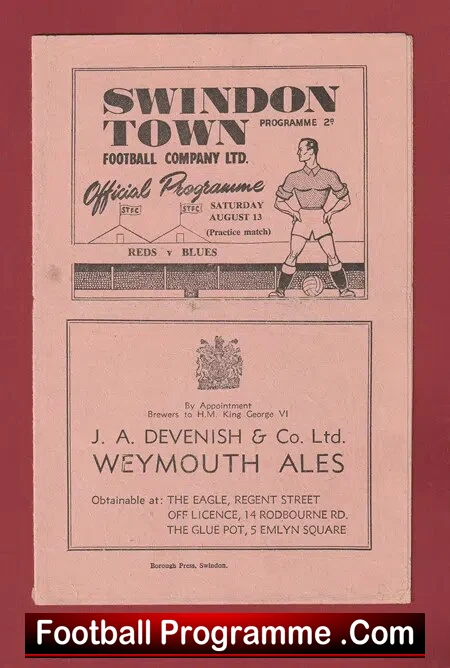 Swindon Town – Reds v Blues 1949 – Friendly Practice Match 1940s