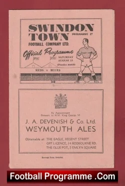 Swindon Town – Reds v Blues 1949 – Friendly Practice Match 1940s