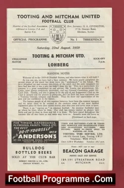 Tooting Mitcham United v Lohberg 1959 – Germany Friendly Match