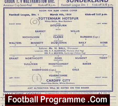 Tottenham Hotspur v Cardiff City 1954