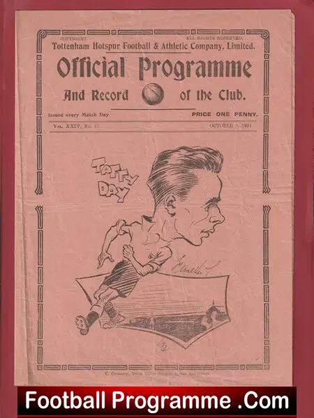Tottenham Hotspur v Chelsea 1931 – 1930’s Programme