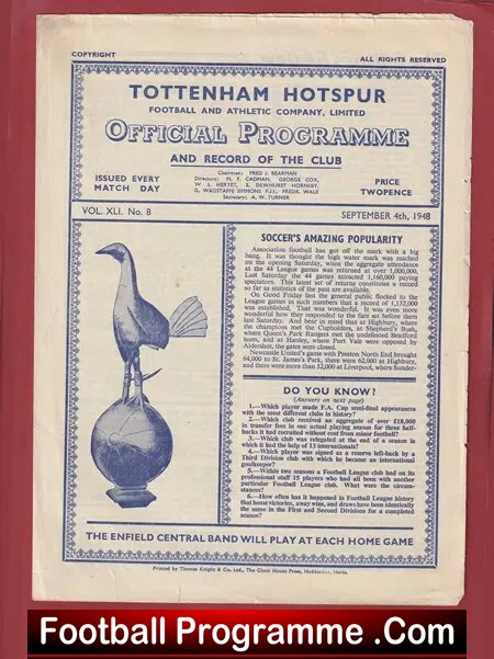 Tottenham Hotspur v Chesterfield 1948 – 1940’s