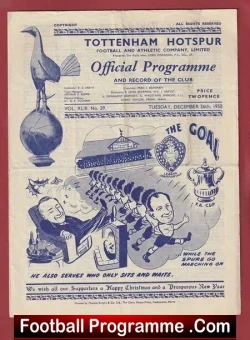 Tottenham Hotspur v Derby County 1950 - football programme
