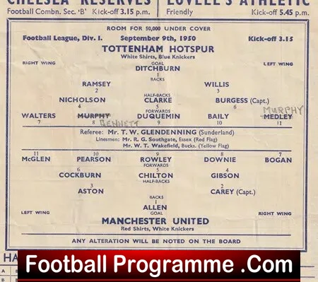 Tottenham Hotspur v Manchester United 1950 - League Champions