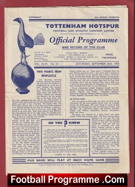 Tottenham Hotspur v Manchester United 1953 – Man Utd