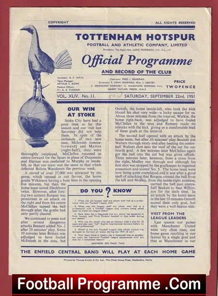 Tottenham Hotspur v Manchester United 1951 – Man Utd
