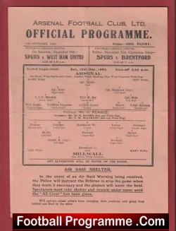 Tottenham Hotspur v Millwall 1942 – War Time Issue