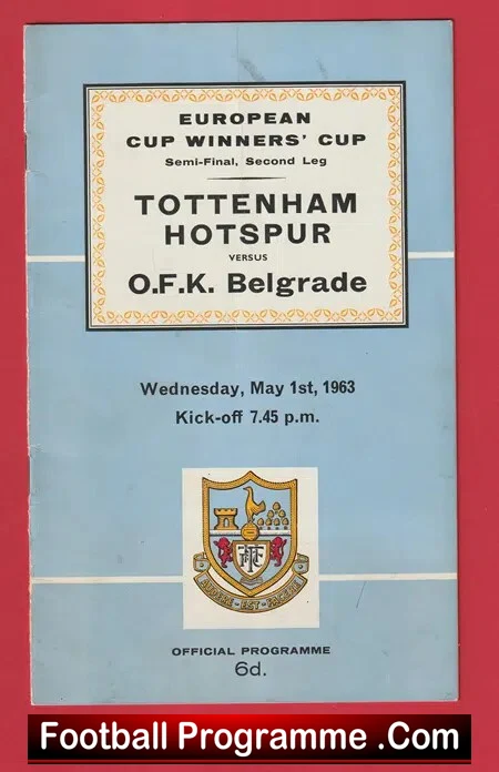 Tottenham Hotspur v OFK Belgrade 1963 – ECWC Semi Final