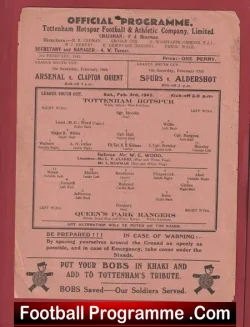 Tottenham Hotspur v QPR 1945 – War Time Programmes