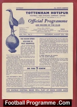 Tottenham Hotspur v WBA 1952 - football programme