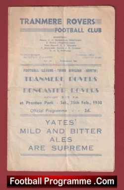 Tranmere Rovers v Doncaster Rovers 1950 – Third Division