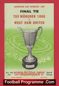 TSV Munich v West Ham United 1965 - European CWC Final Wembley - football programme