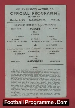 Walthamstow Avenue v Gainsford 1943 – War Time Issue 1940s