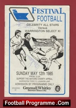 Warrington Select v Celbrity All Stars 1985 - Autographed SIGNED - football programme