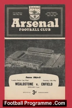 Wealdstone v Enfield 1961 - London Senior Cup Final at Arsenal - football programme