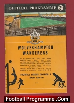 Wolves Wolverhampton v Glasgow Rangers 1961 - European Cup W Cup - football programme