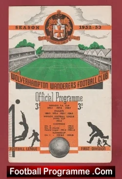Wolves Wolverhampton v Manchester United 1952 - Man Utd - football programme