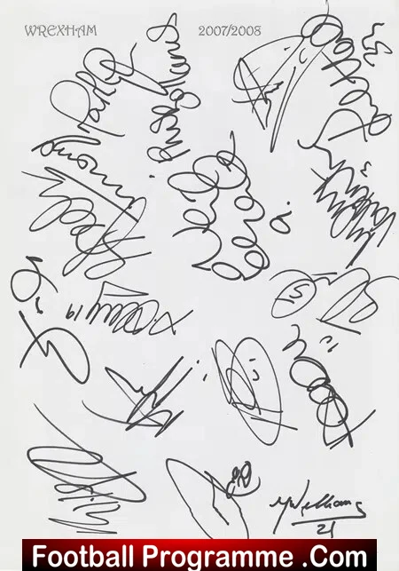 Wrexham Football Club Multi Signed Autograph 2007 2008
