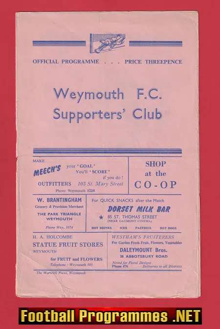 Weymouth v FA X1 1956 – Lawton + Mannion