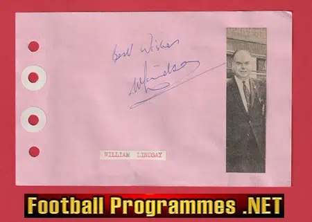 William Lindsay – Heart Of Midlothian Hearts Signed Autograph