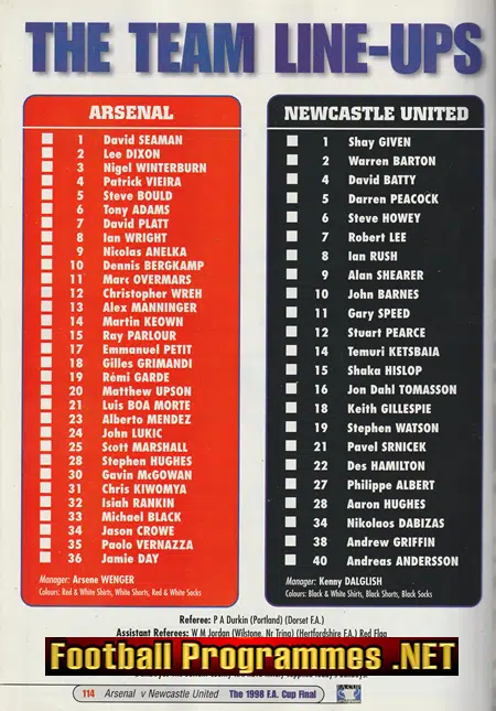 Arsenal v Newcastle United 1998 - FA Cup Final Wembley
