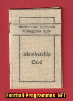 Nottingham Panthers Ice Hockey Membership Card Book 1951