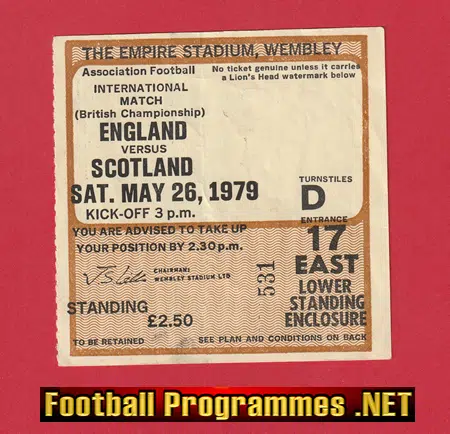 England v Scotland 1979 - Football Ticket