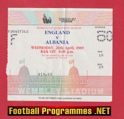 England v Albania 1989 – Football Ticket