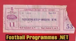 Real Madrid v Real Sociedad 1950s ? - Football Ticket 1950's