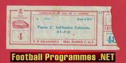 Real Madrid v UD Salamanca 1950s ? - Football Ticket 1950's