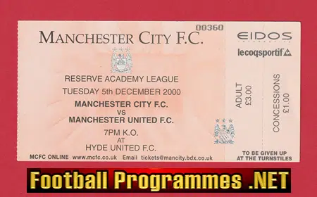Manchester City v Manchester United 2000 – Reserves
