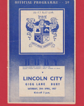 Bury v Lincoln City 1957 – 1950’s Programme