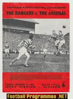 Glasgow Rangers v Arsenal 1960 - Ibrox Friendly Match Scotland
