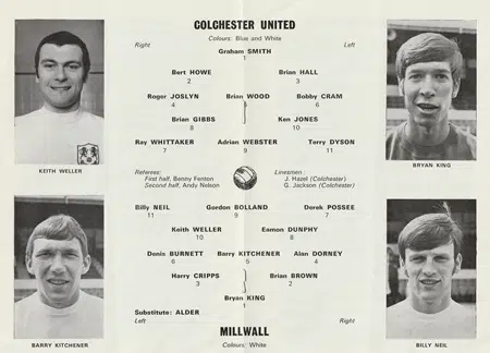 Claude Orrin Testimonial Benefit Match Colchester United 1970