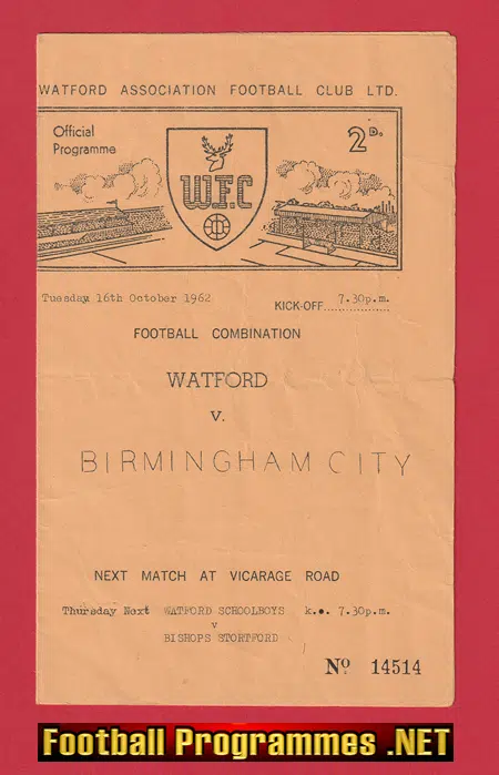 Watford v Birmingham City 1962 – Football Combination Match