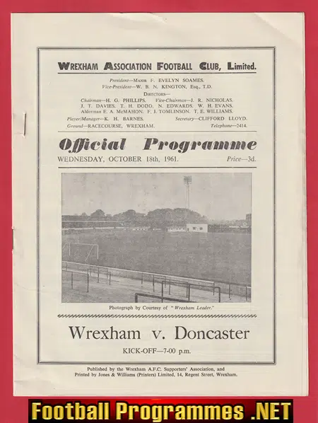 Wrexham v Doncaster Rovers 1961