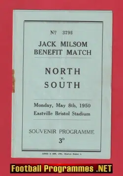 Jack Milsom Testimonial Benefit Match Bristol Rovers 1950