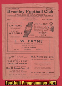Bromley v Hendon 1949 – Reserves Match
