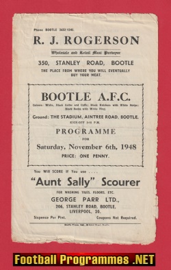 Bootle v Upholland West End 1948 – Stanley Road – Liverpool