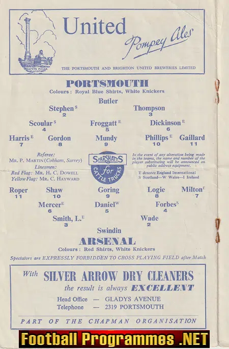 Portsmouth v Arsenal 1952