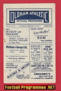 Oldham Athletic v Wrexham 1953