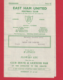 East Ham United v Harlow Town 1960 – Reserves Match