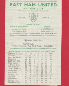 East Ham United v Tilbury 1960 – Challenge Cup Semi Final